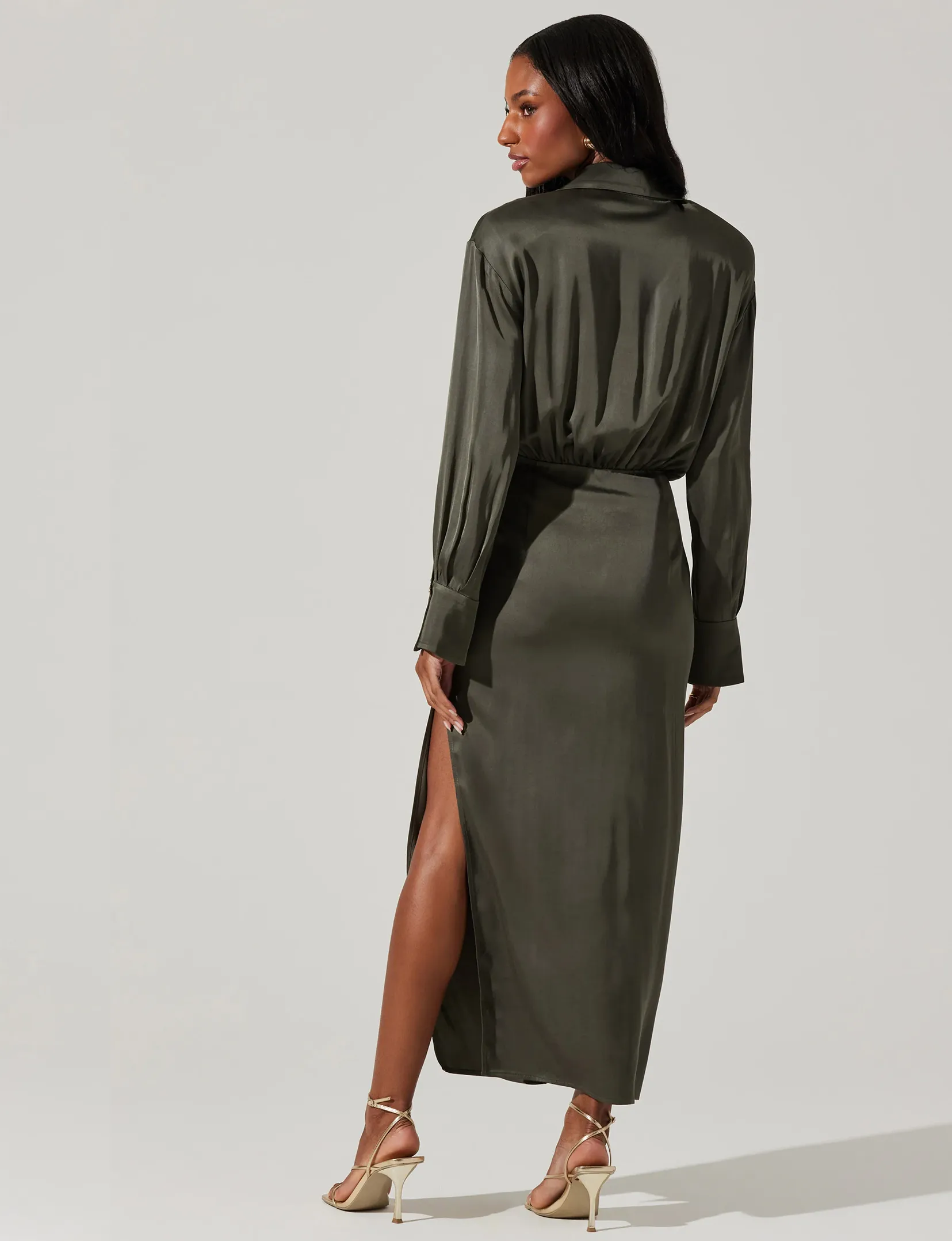 Elizabello Midi Shirt Dress, Moss