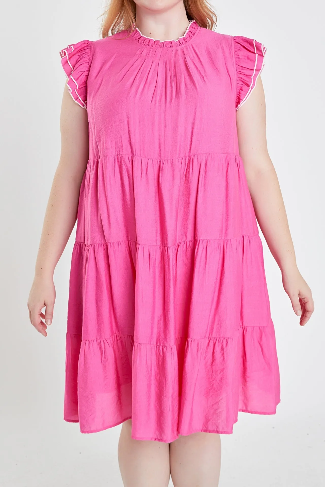 English Factory - Plus Size Contrast Merrow Babydoll Dress