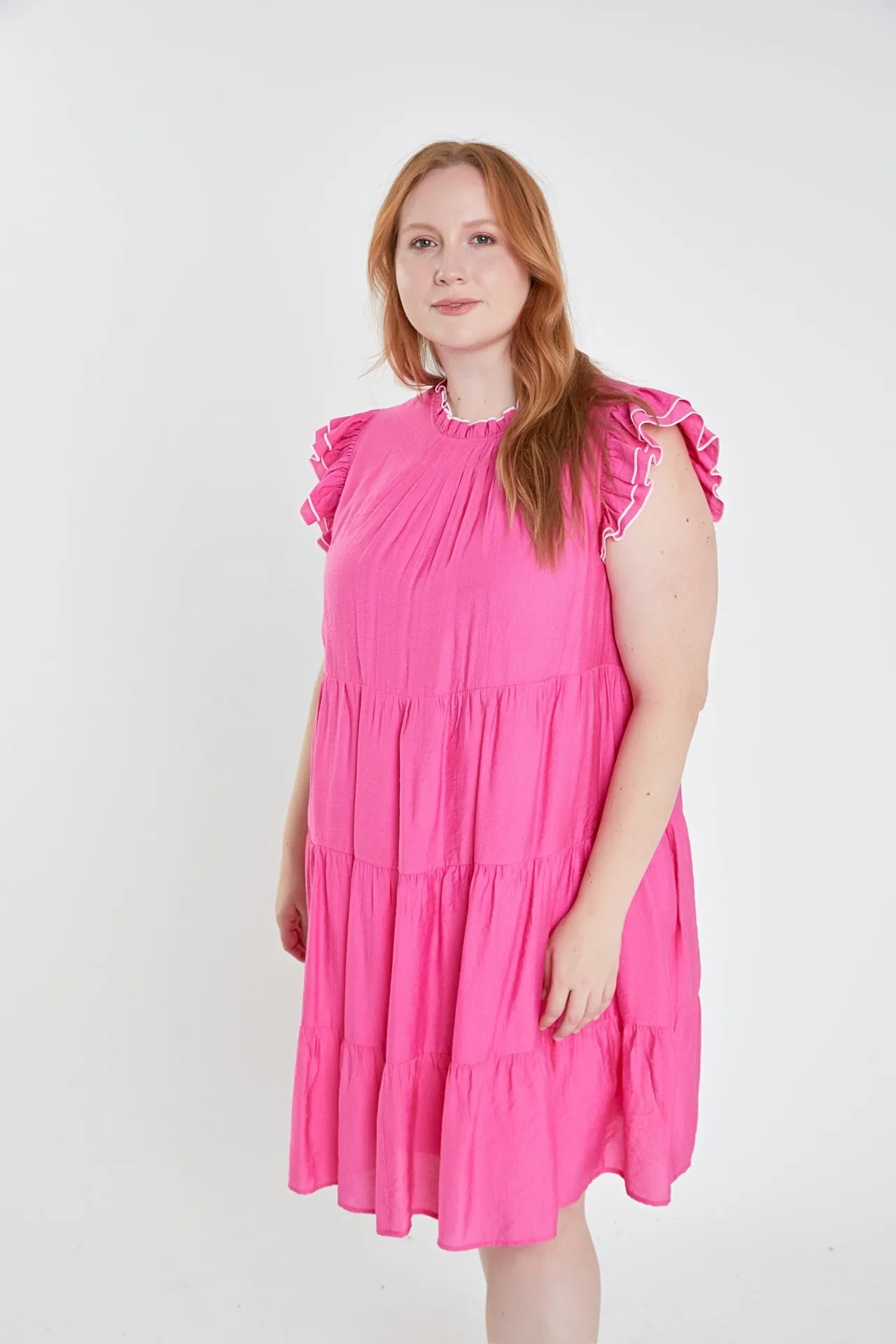 English Factory - Plus Size Contrast Merrow Babydoll Dress