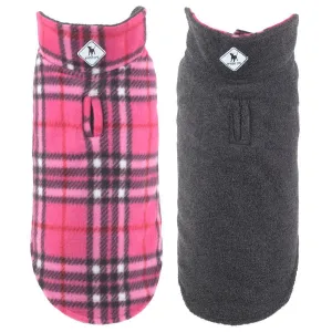 Fargo Fleece Reversible Dog Jacket Pink/Black/White Plaid