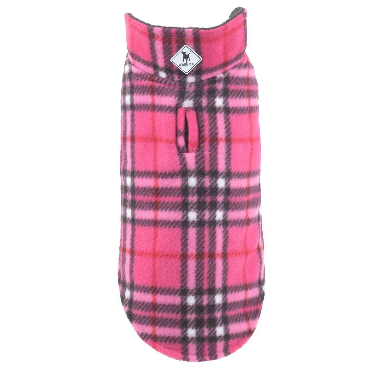 Fargo Fleece Reversible Dog Jacket Pink/Black/White Plaid