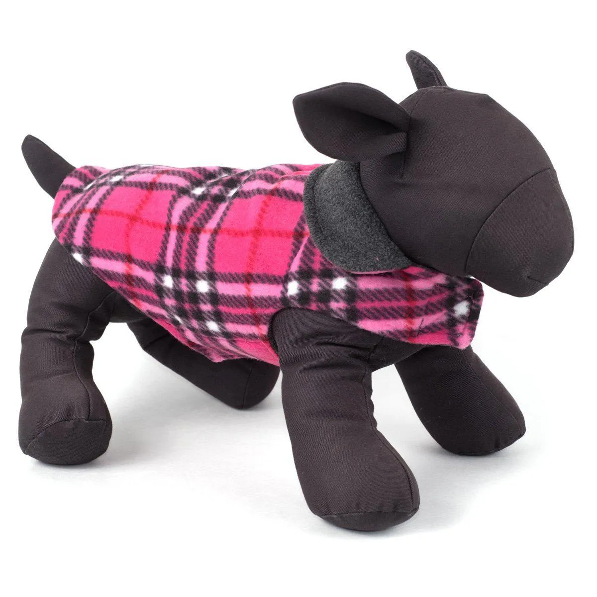 Fargo Fleece Reversible Dog Jacket Pink/Black/White Plaid