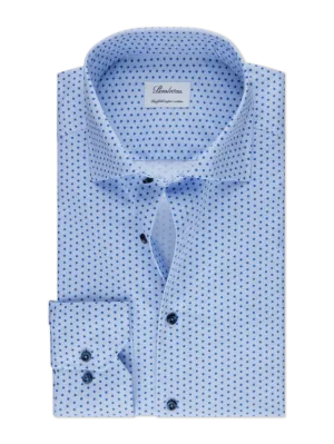 Fitted Body Blue Patterned Twill Shirt 612751 8706 111