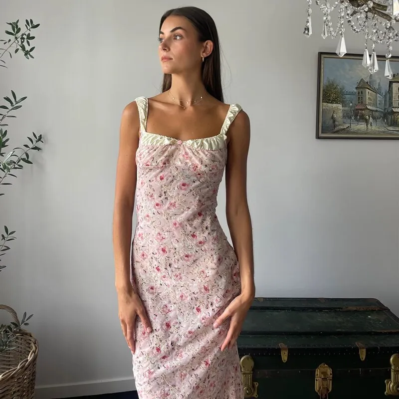 Flamingo Pink Floral Elegance Dress