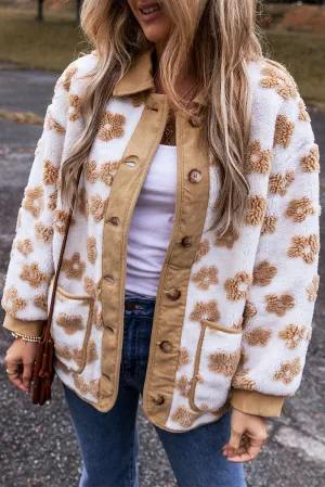 Floral Button Up Fleece Jacket