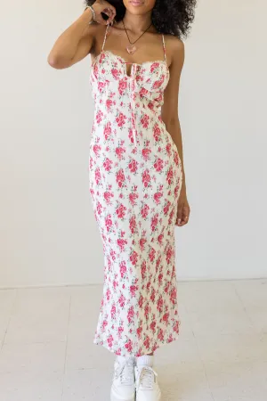 Floral Satin Midi Dress