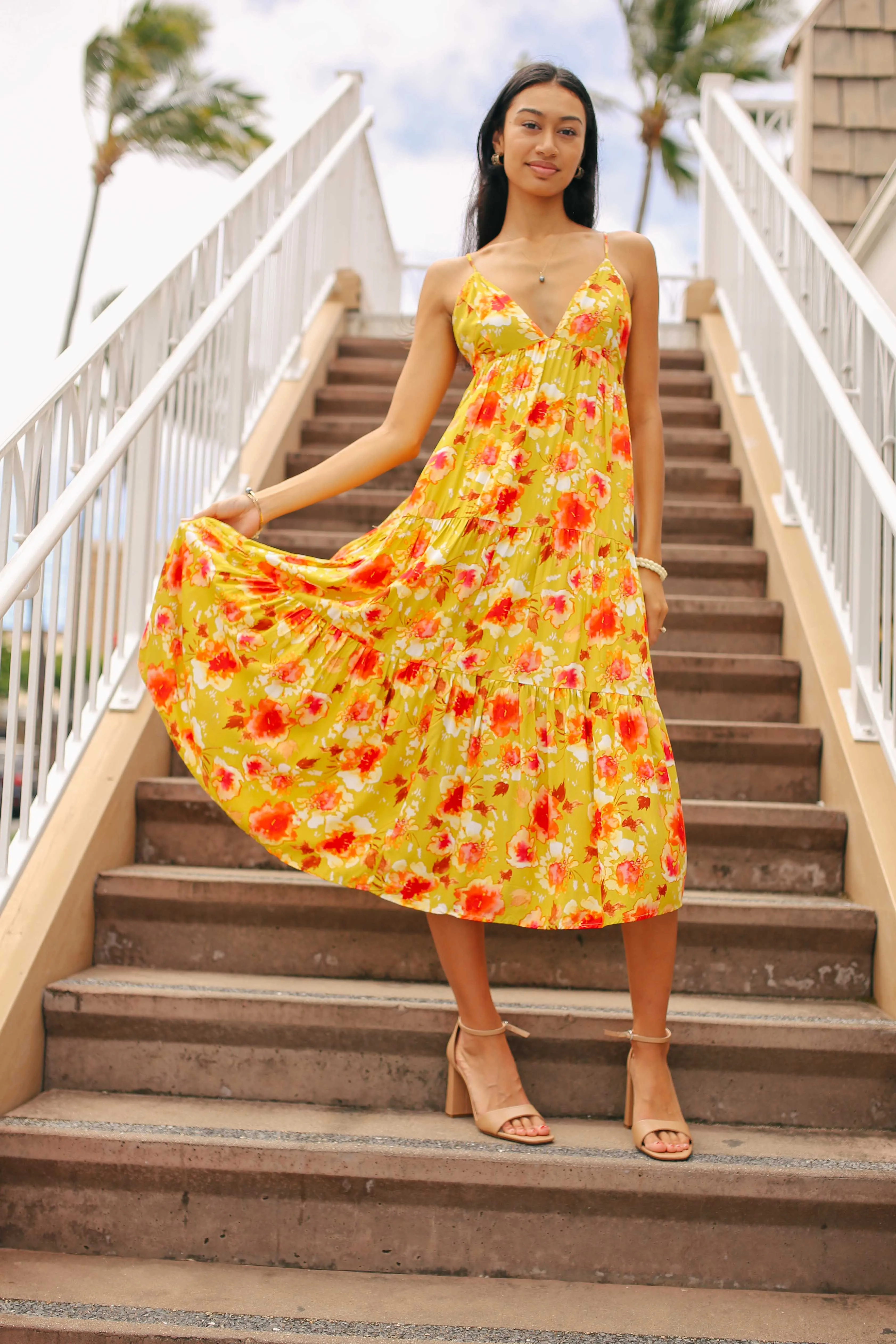 Floral Tiered Midi Dress