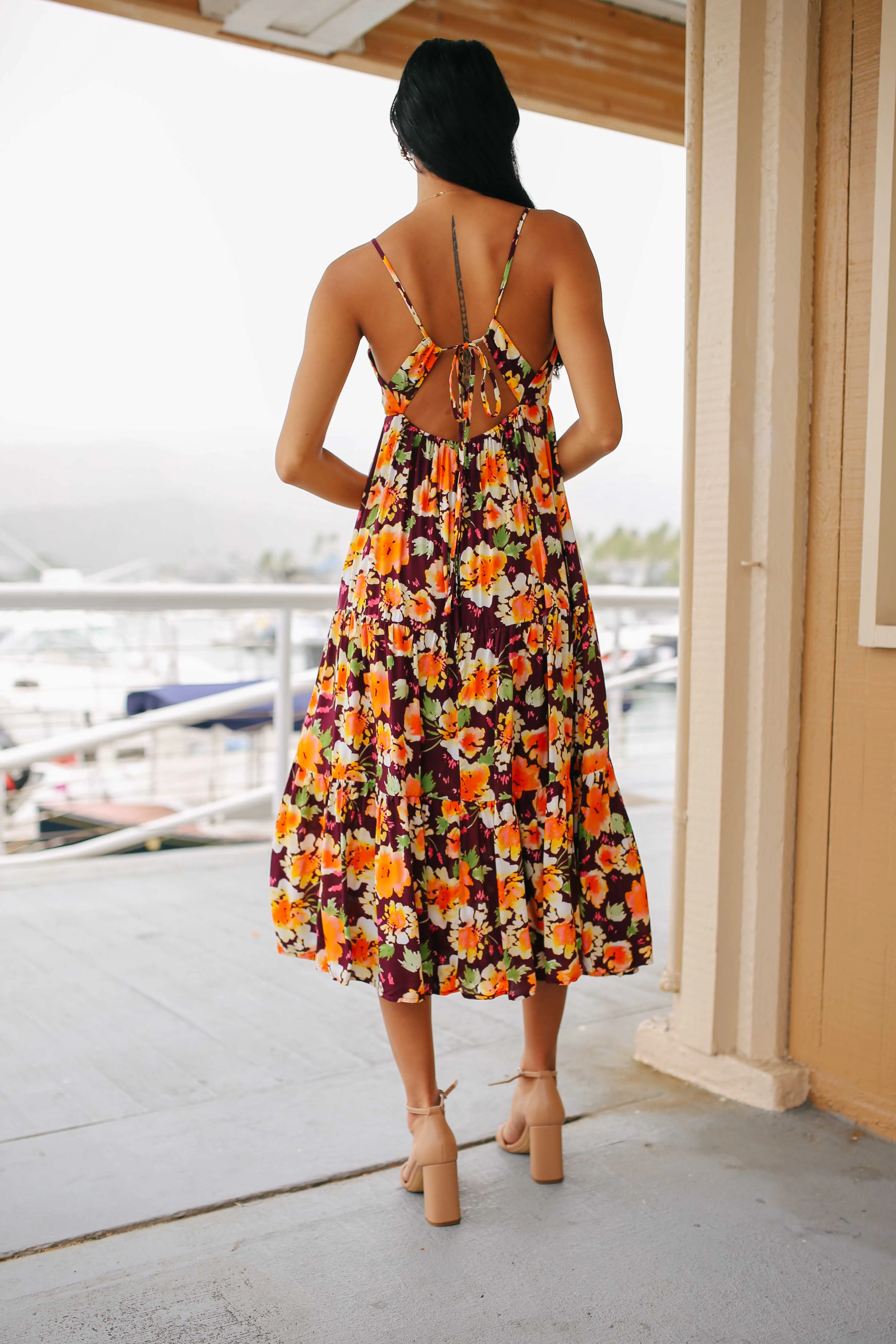 Floral Tiered Midi Dress