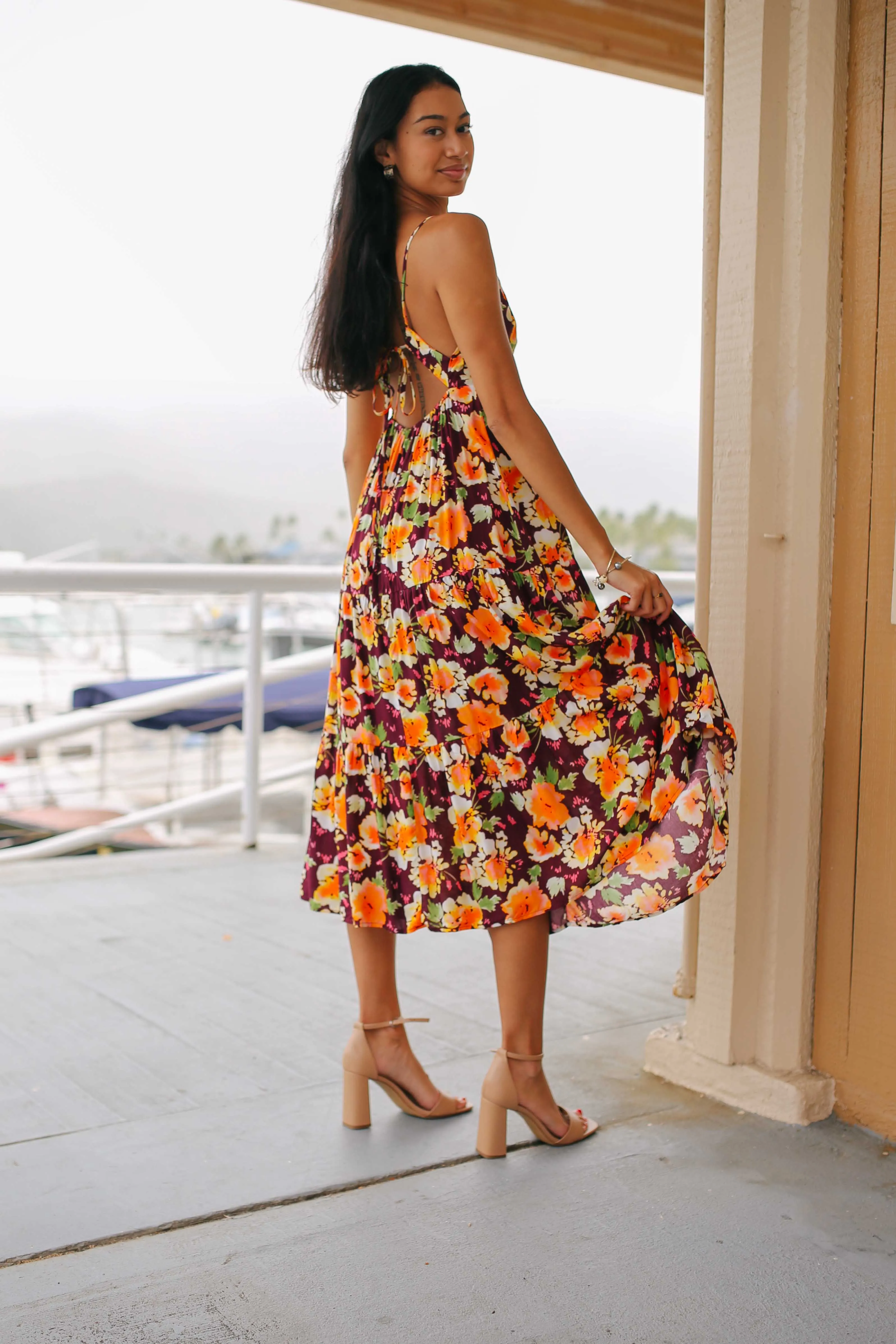 Floral Tiered Midi Dress