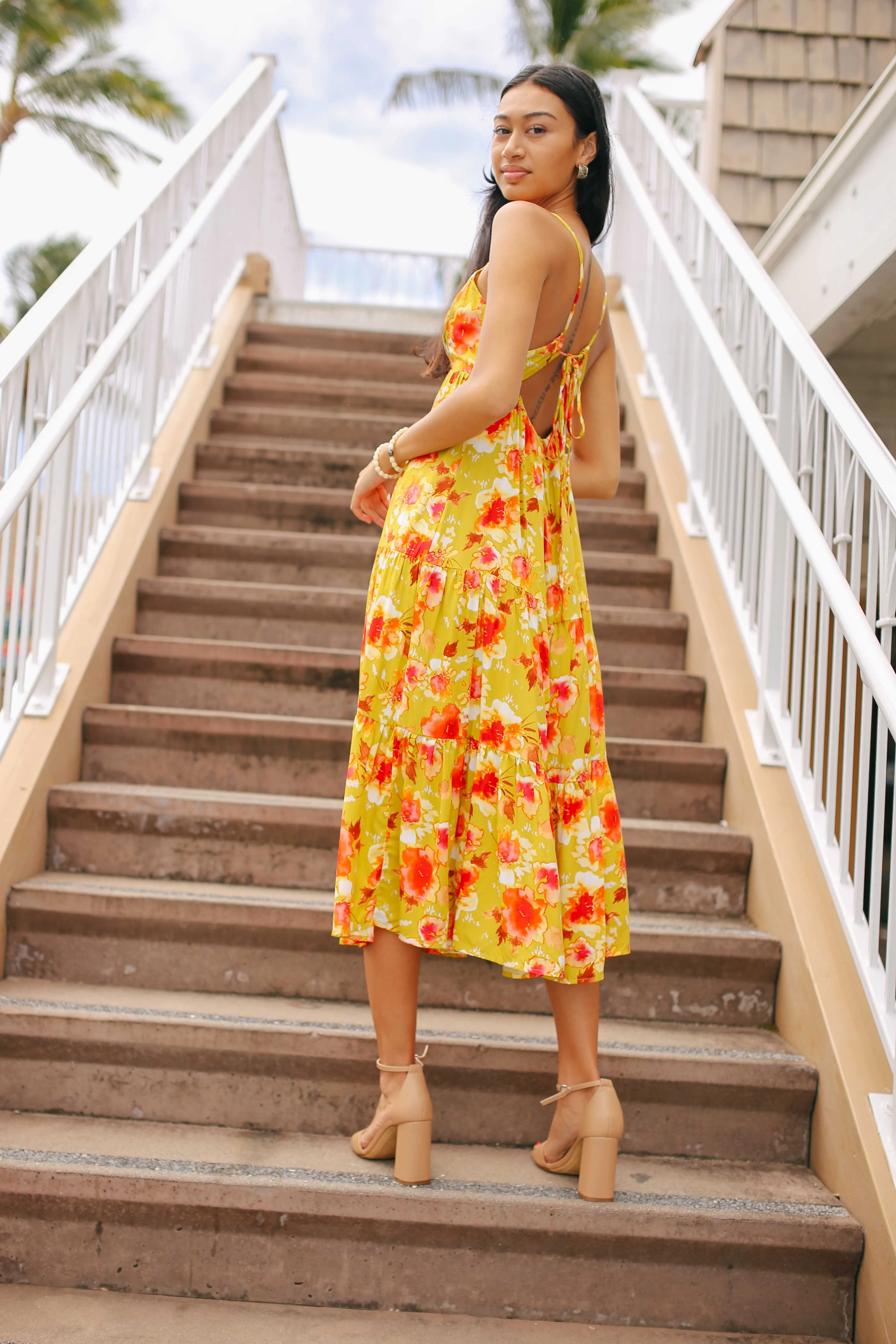 Floral Tiered Midi Dress