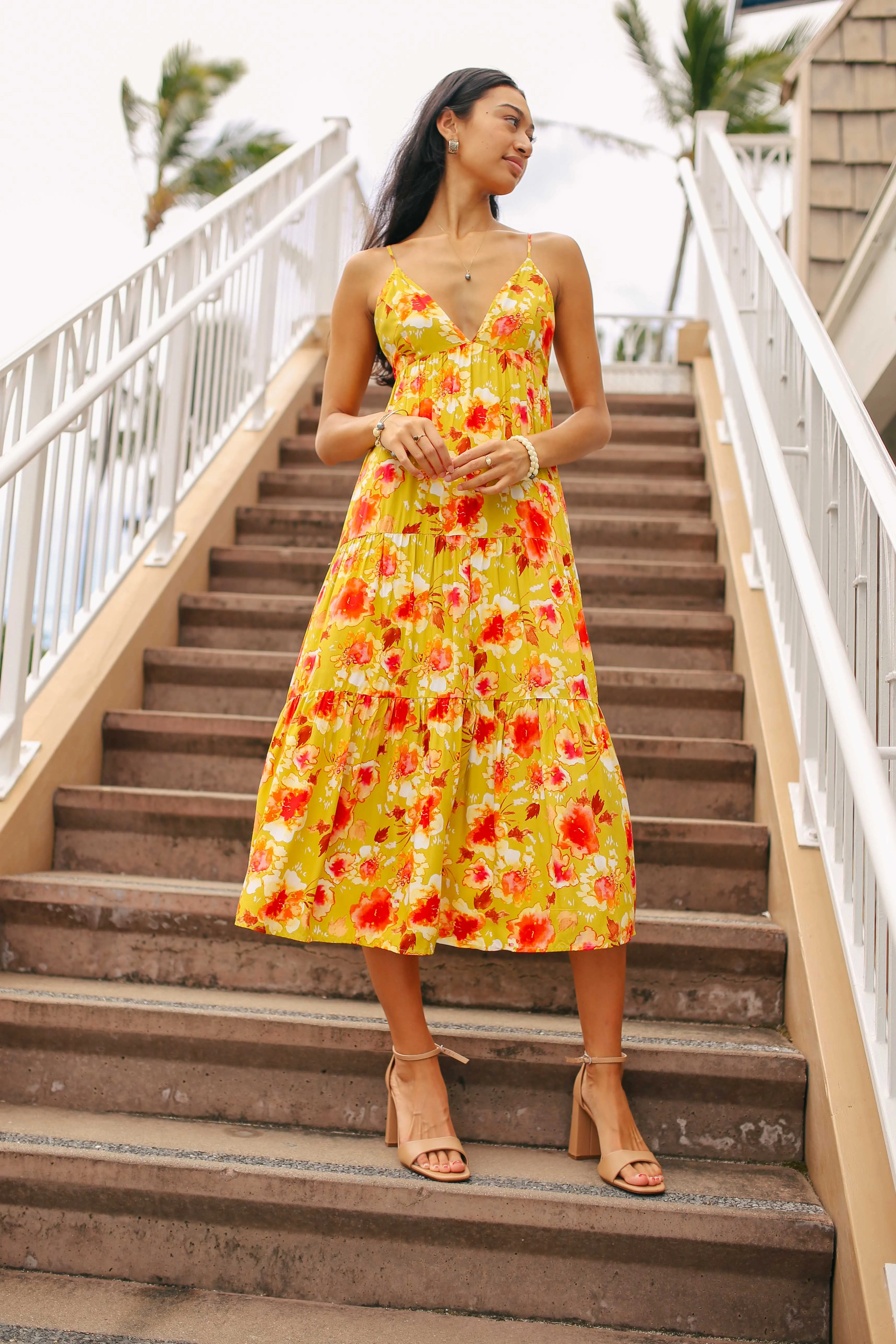 Floral Tiered Midi Dress