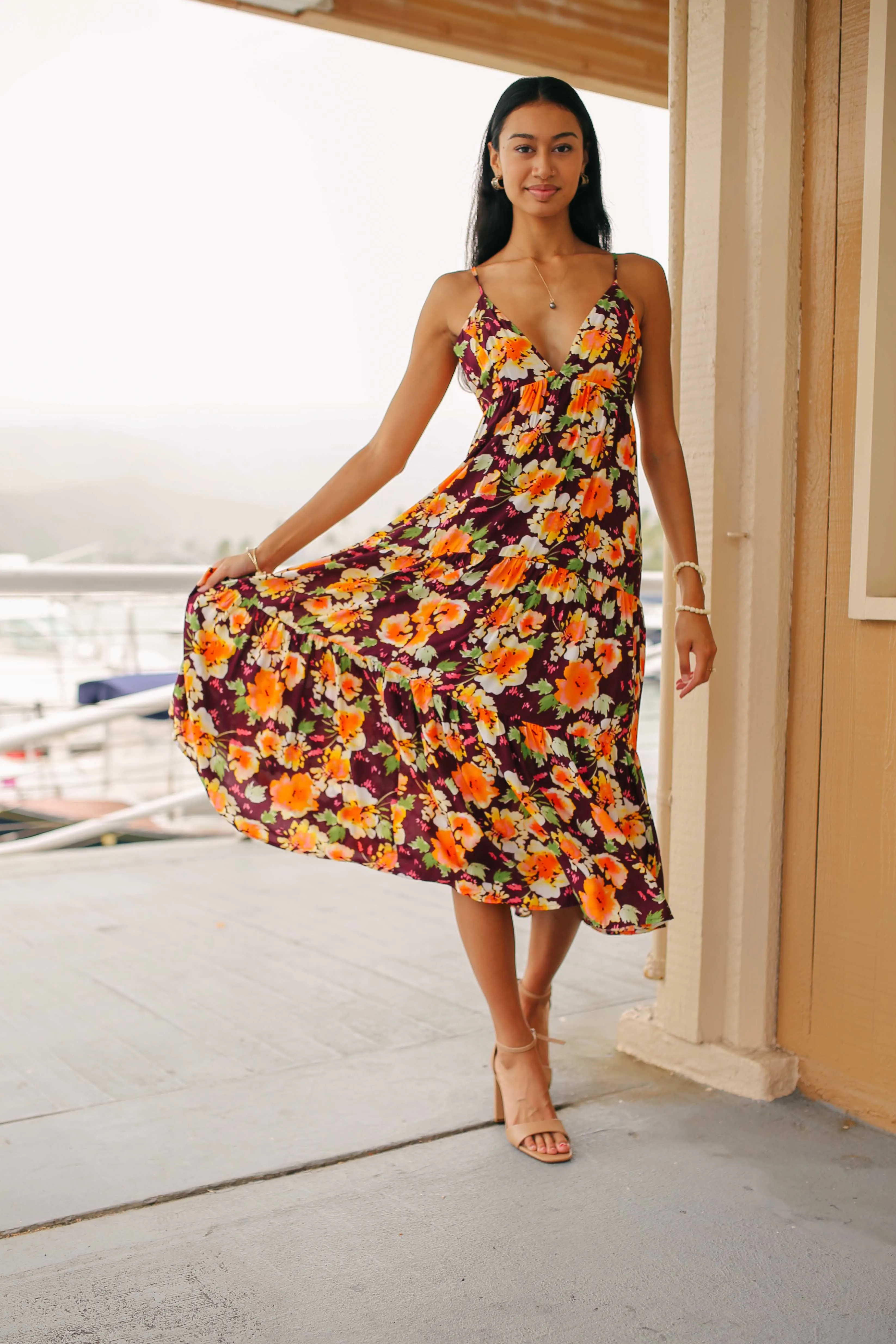 Floral Tiered Midi Dress