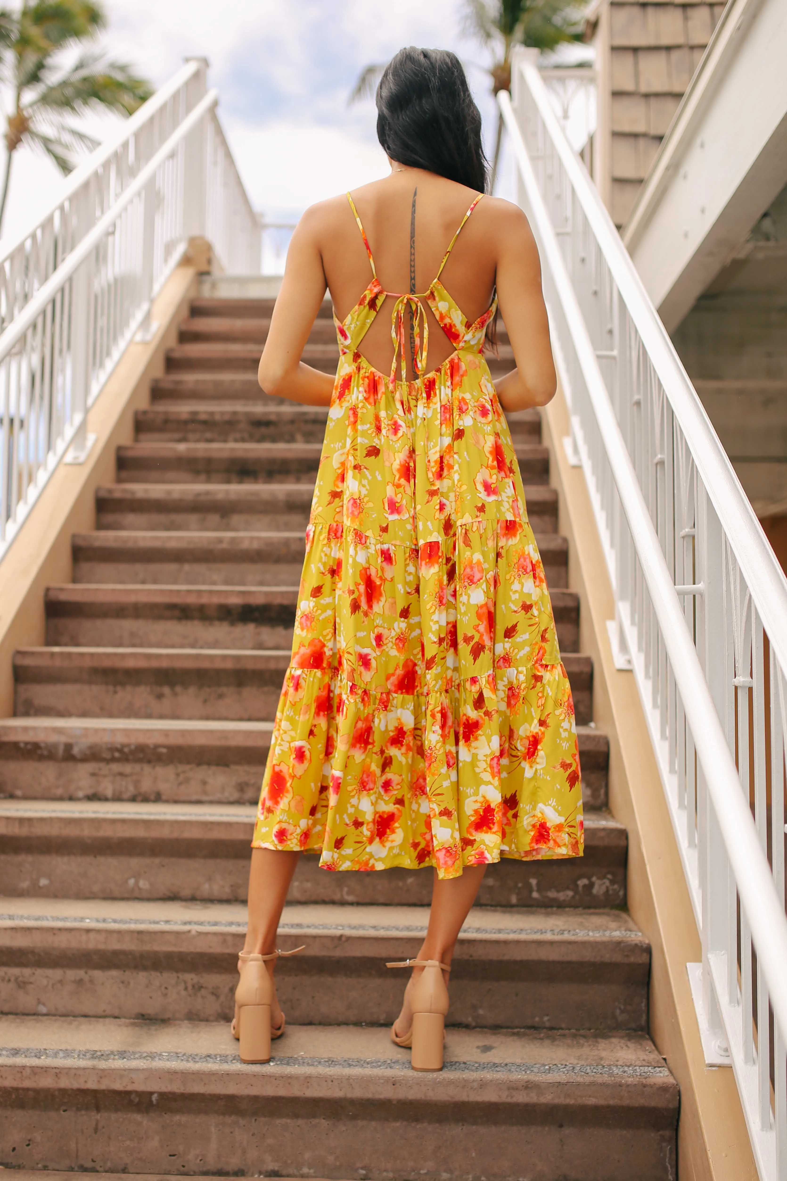 Floral Tiered Midi Dress