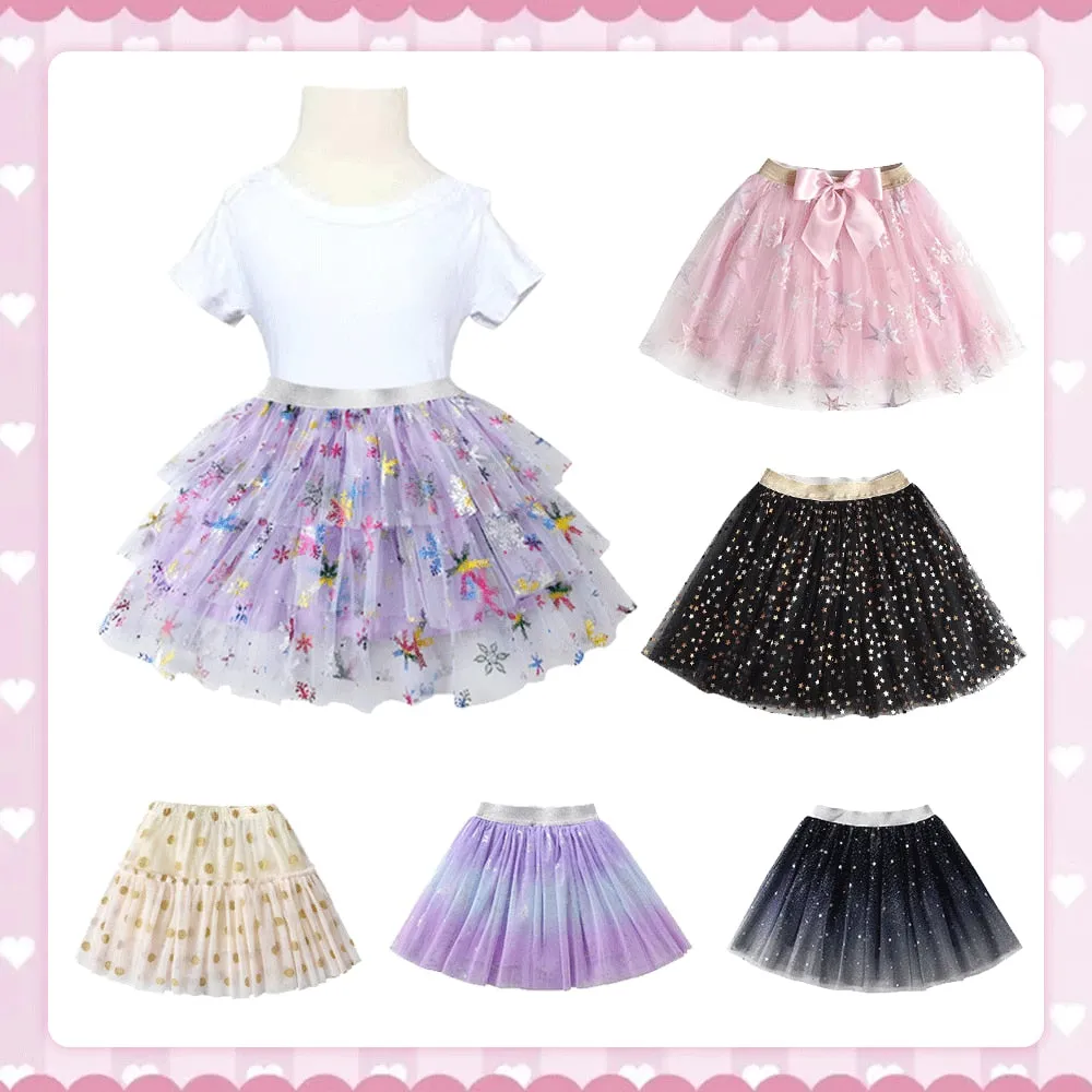 Girls Pink Star Tulle Tutu Skirt 3T-8T