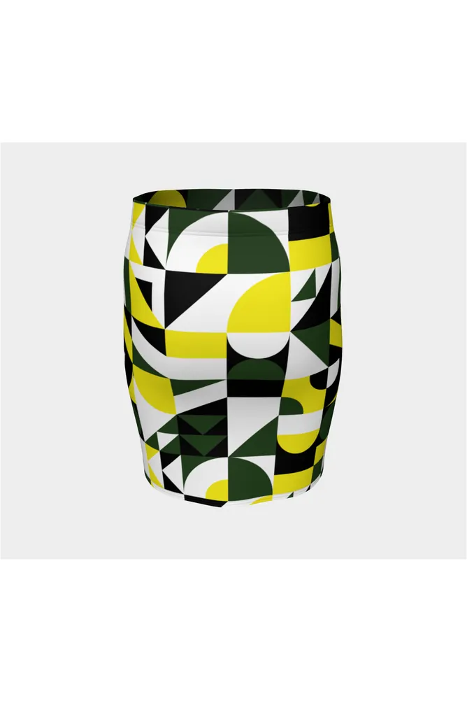 Green Abstract Fitted Skirt