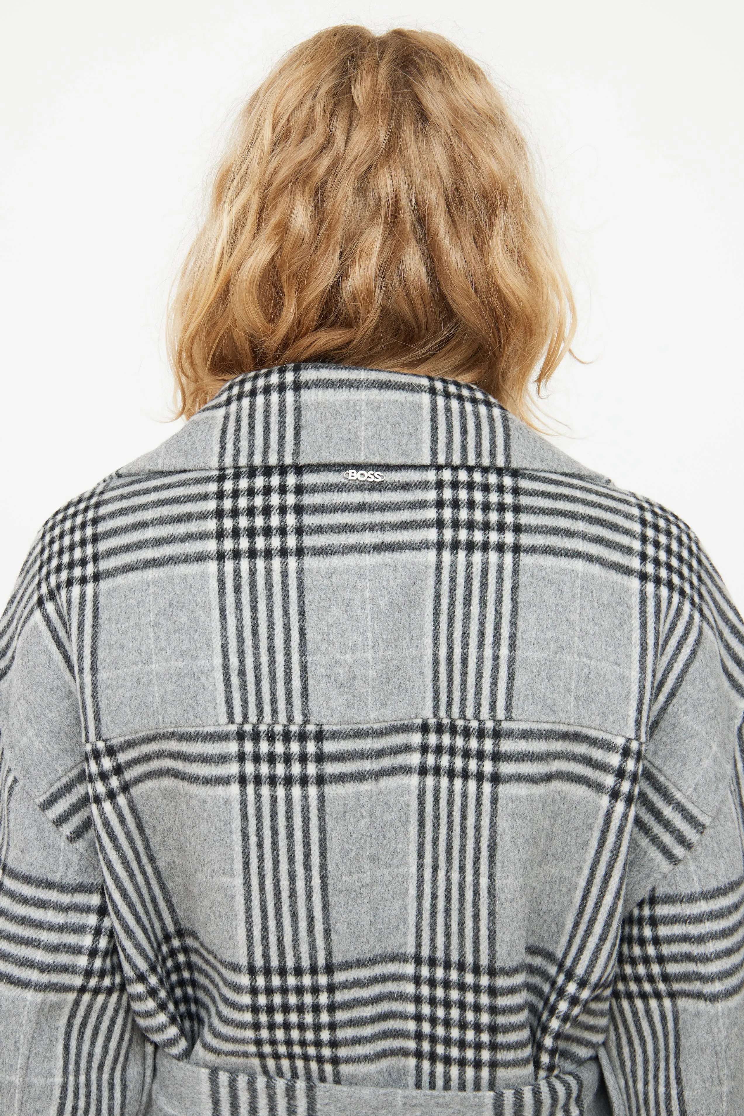 Grey & Black Plaid Coat