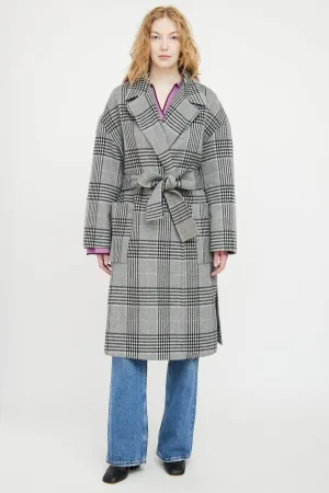 Grey & Black Plaid Coat