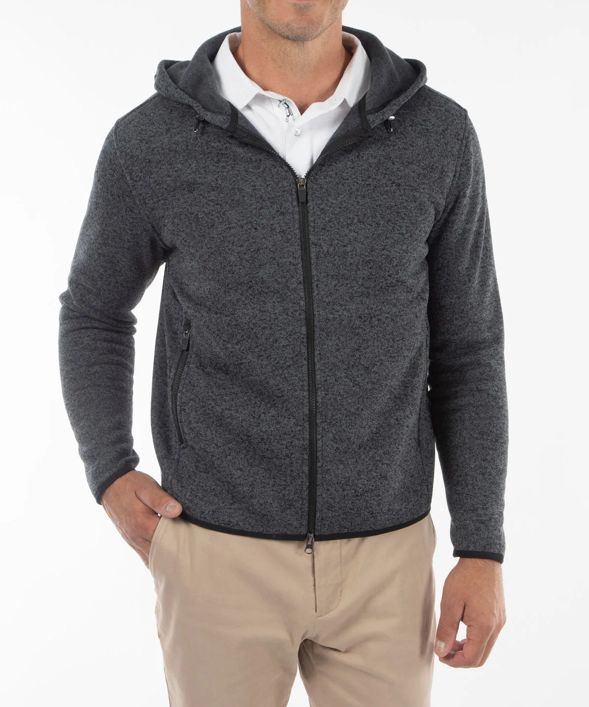 Heathered Full Zip Performance Fleece Hoody Jacket