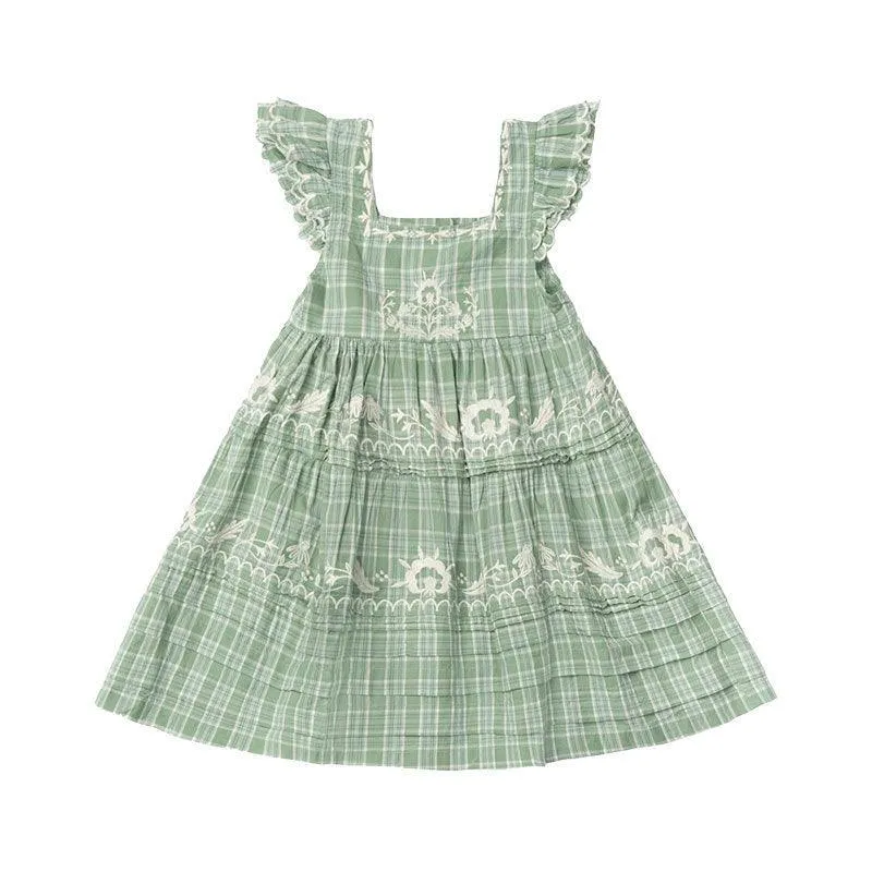 Heavy Industry High-end Embroidery Smocking Children Shirt Princess Dress