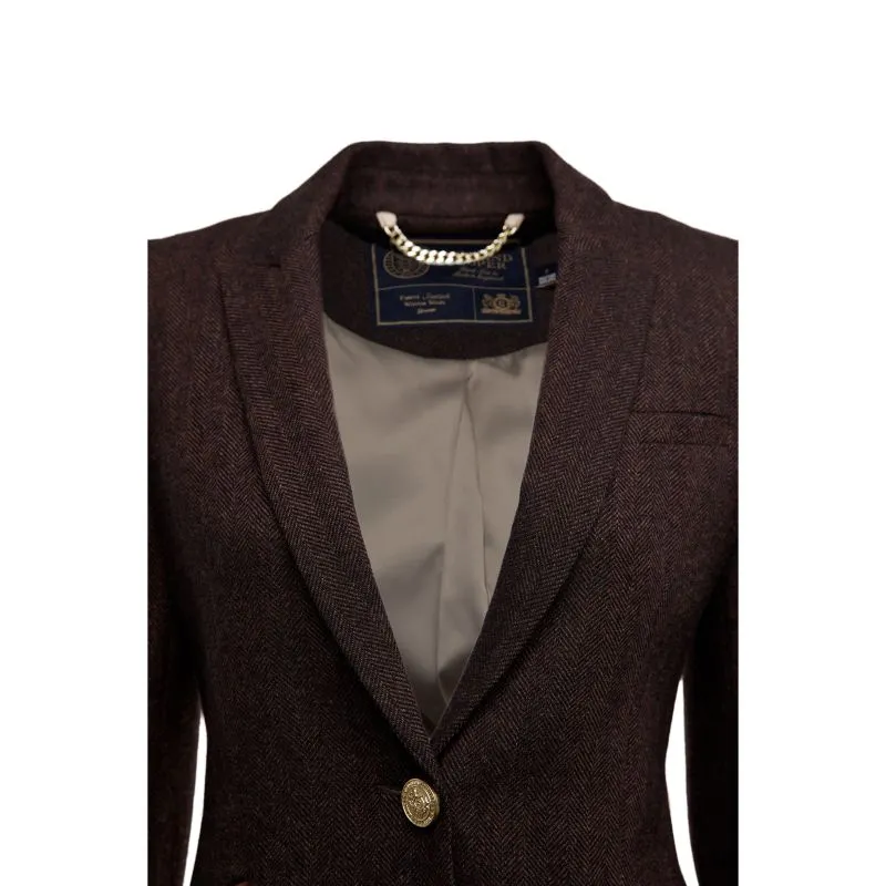 Holland Cooper Highgrove Ladies Tweed Coat - Chocolate Herringbone