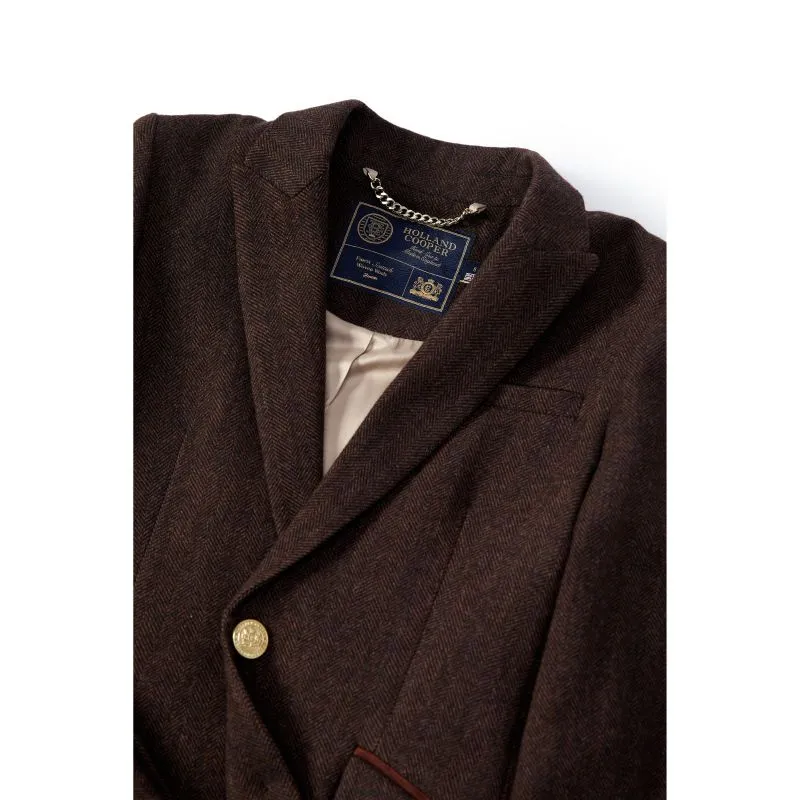 Holland Cooper Highgrove Ladies Tweed Coat - Chocolate Herringbone