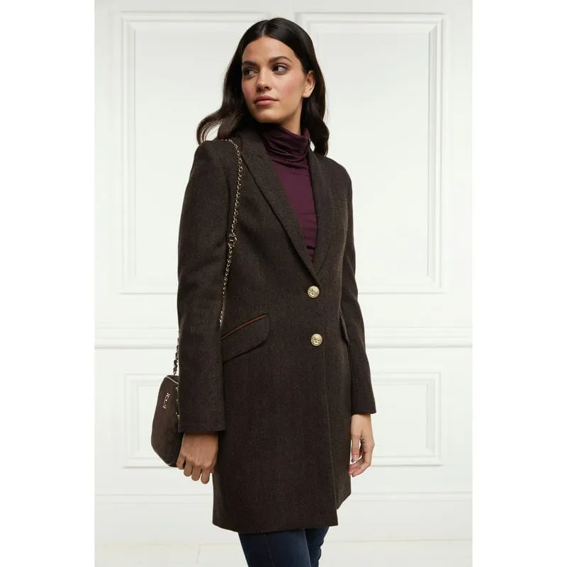 Holland Cooper Highgrove Ladies Tweed Coat - Chocolate Herringbone