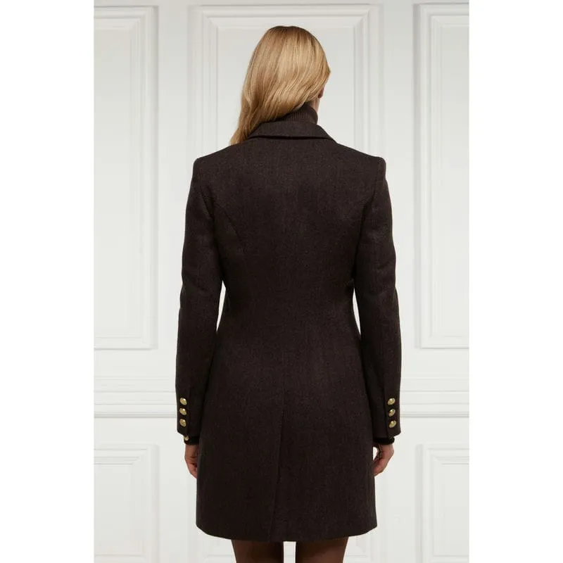 Holland Cooper Highgrove Ladies Tweed Coat - Chocolate Herringbone