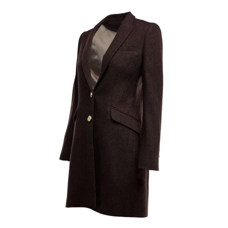 Holland Cooper Highgrove Ladies Tweed Coat - Chocolate Herringbone