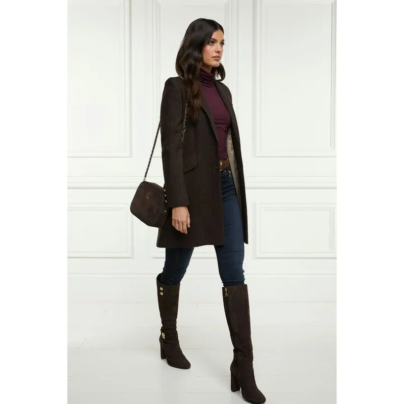 Holland Cooper Highgrove Ladies Tweed Coat - Chocolate Herringbone