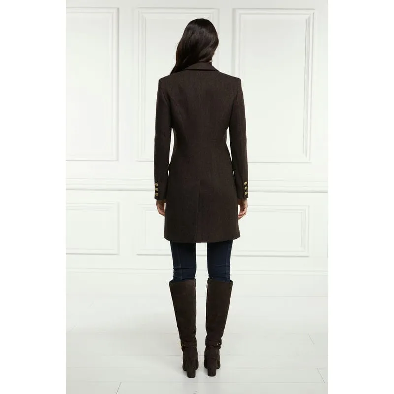 Holland Cooper Highgrove Ladies Tweed Coat - Chocolate Herringbone