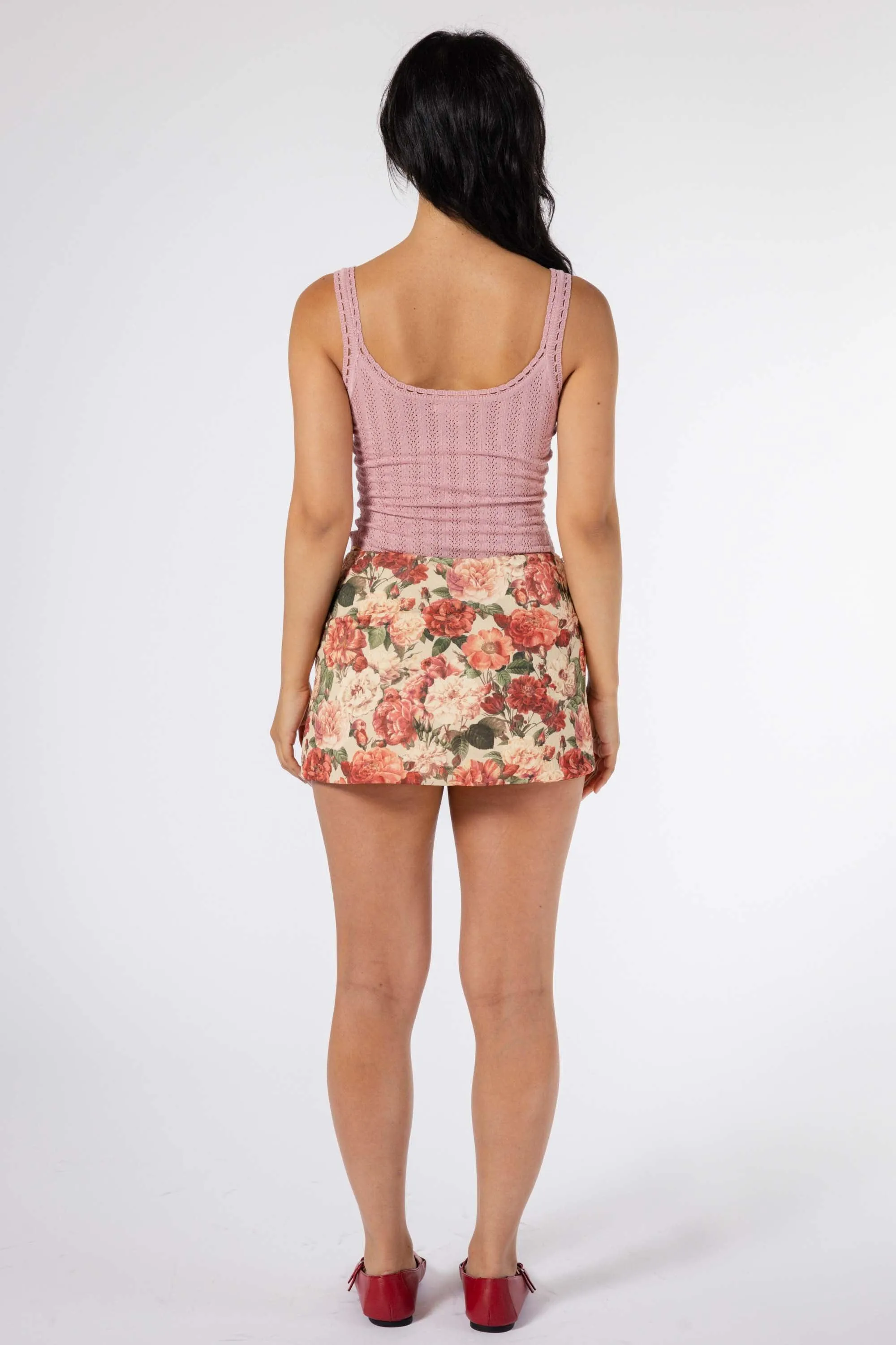 Hyacinth Floral Print Skort in Rose