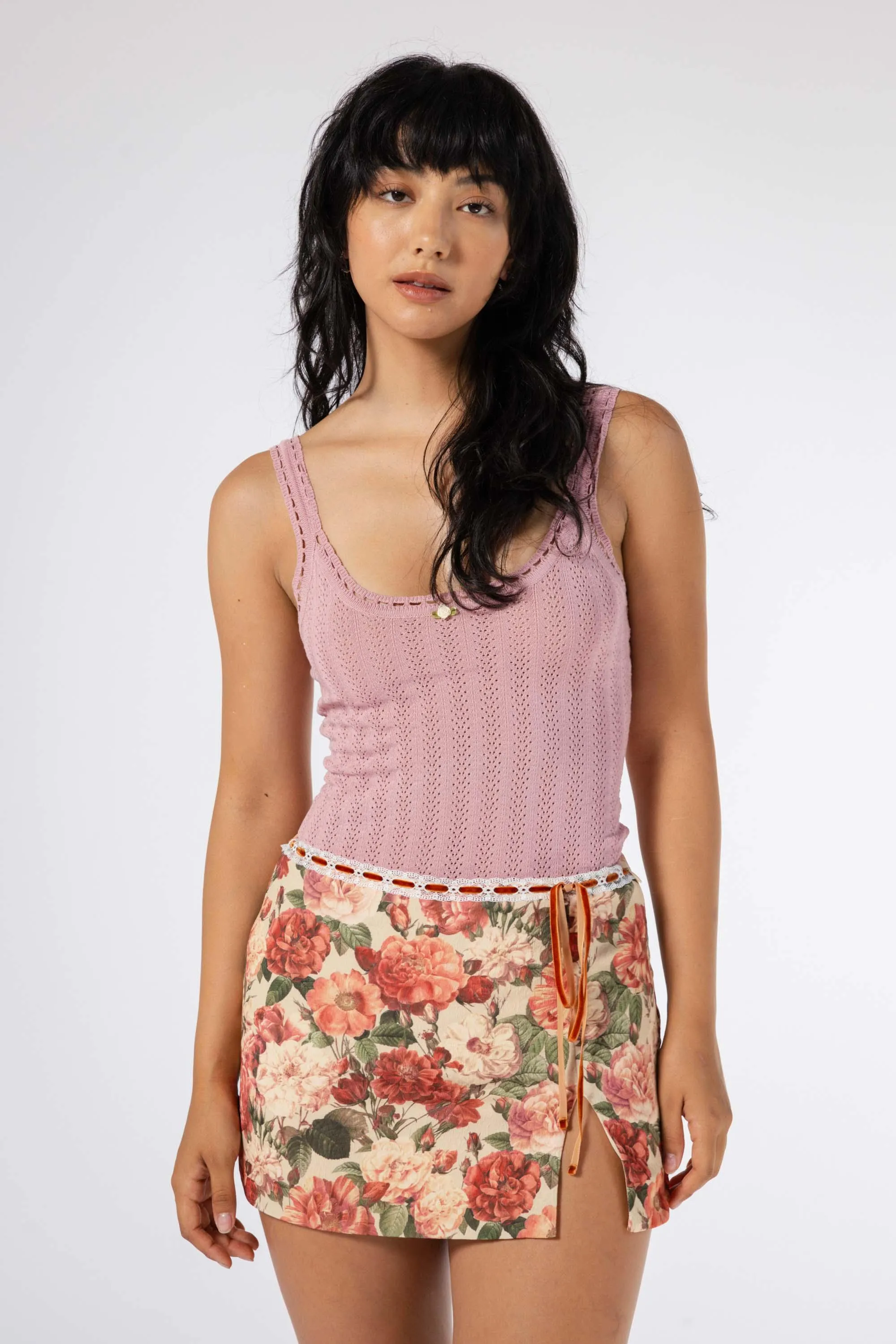 Hyacinth Floral Print Skort in Rose