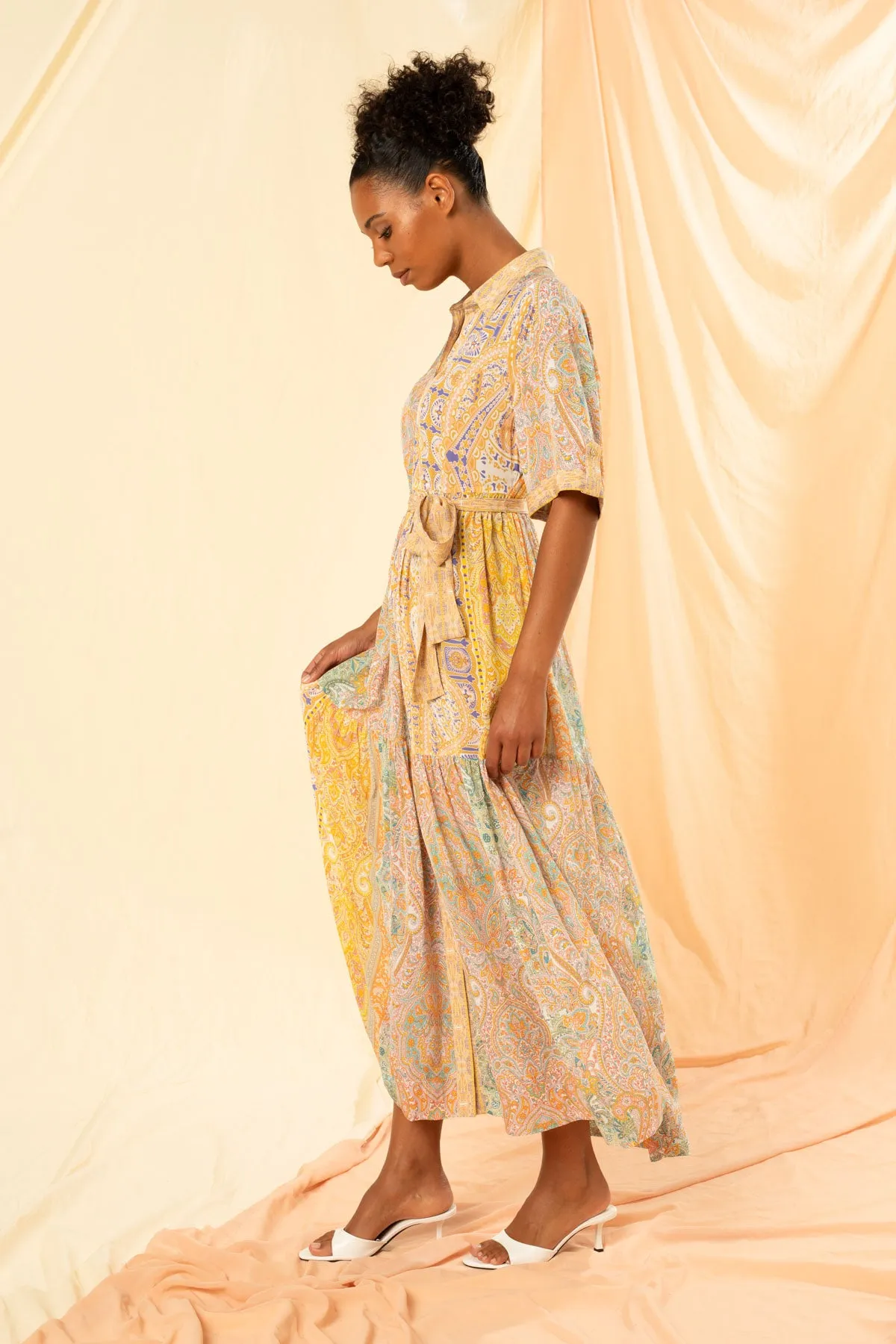 Imogen Tiered Maxi Shirt Dress