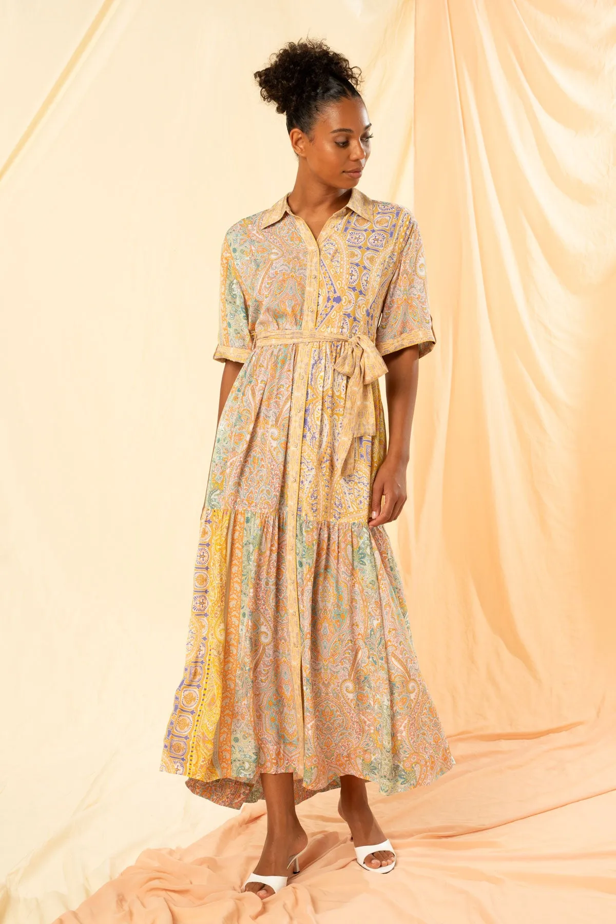 Imogen Tiered Maxi Shirt Dress