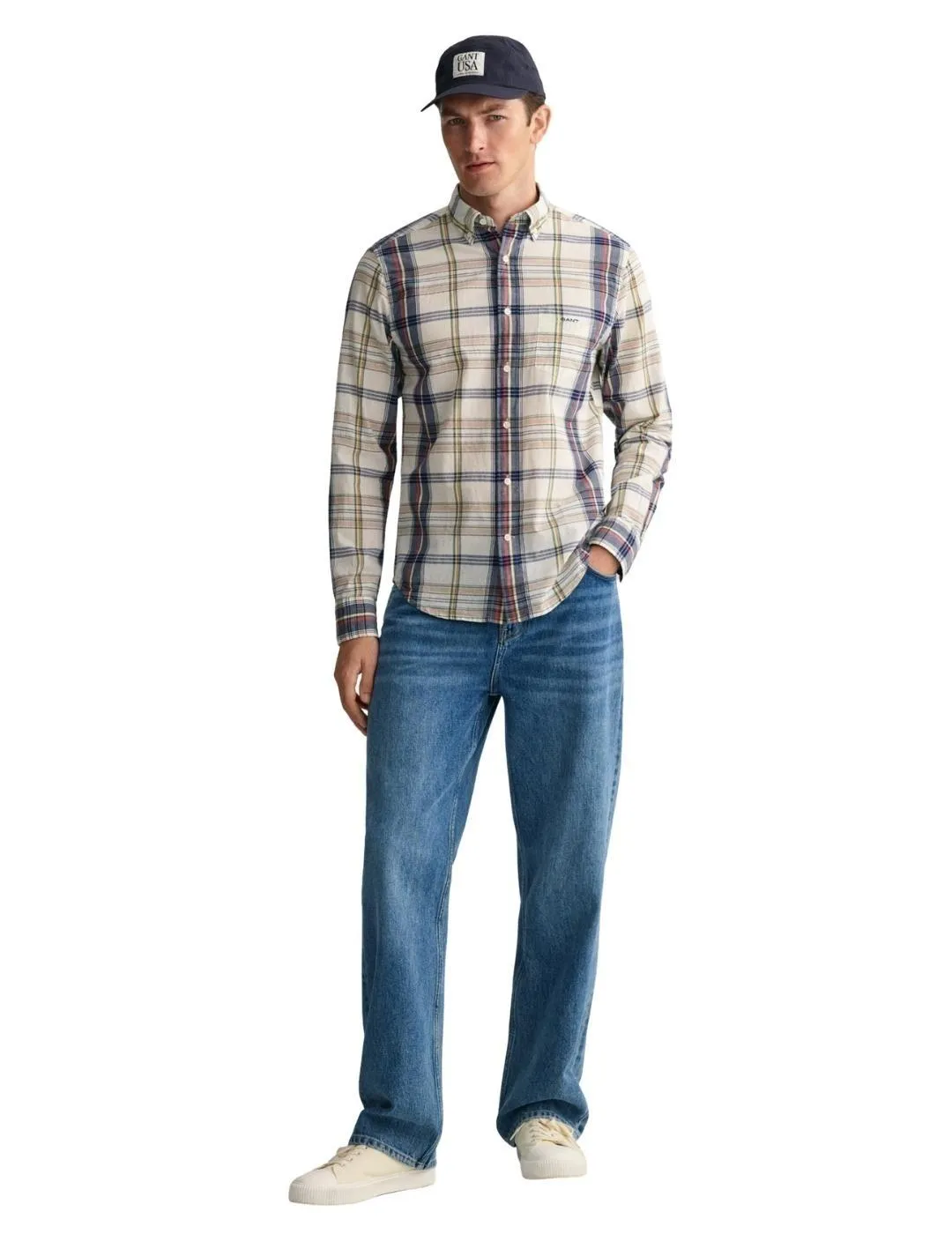 Indian Madras Check Shirt - Eggshell