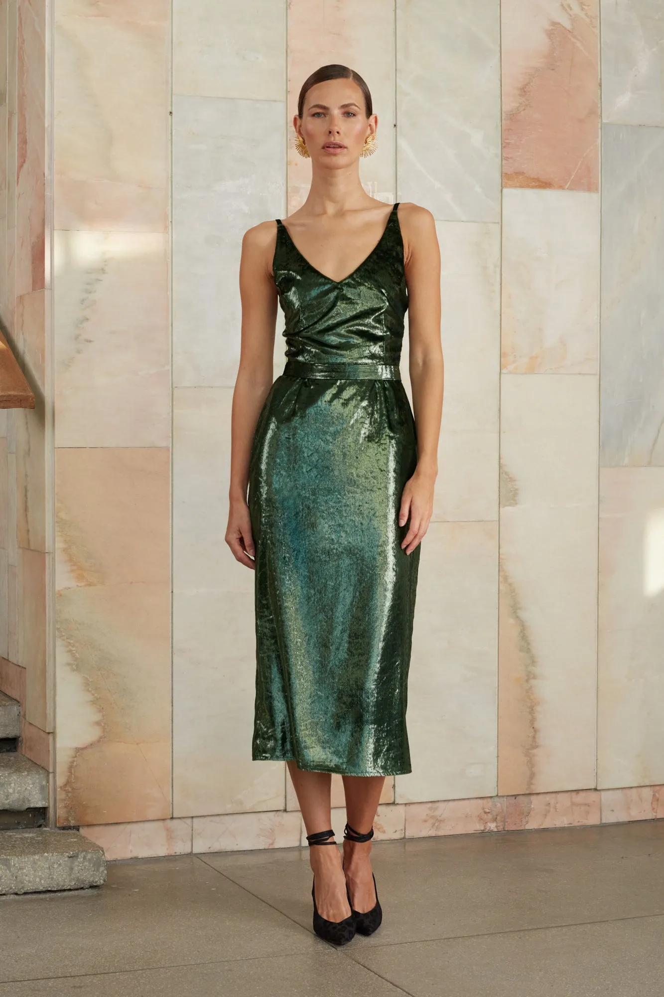 ISLA dark green velvet dress