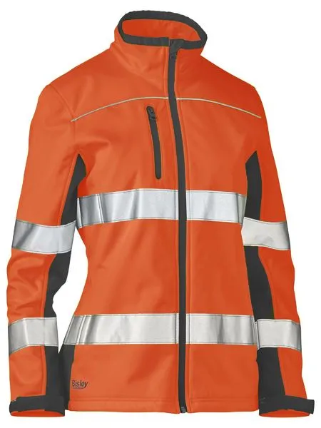 Jacket Bisley Womens Hi Vis BM-Taped Soft Shell 310g Orange/Navy 10