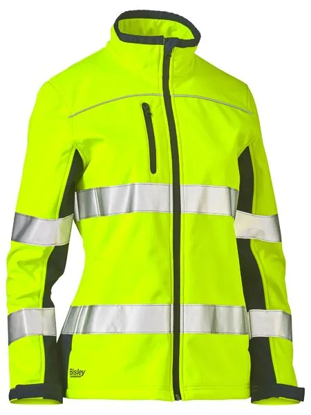 Jacket Bisley Womens Hi Vis BM-Taped Soft Shell 310g Orange/Navy 10