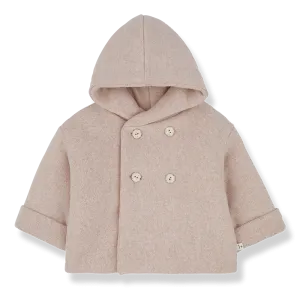 jacket fleece with hat - nude