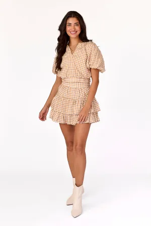 Kylie Mini Skirt Tan Gingham