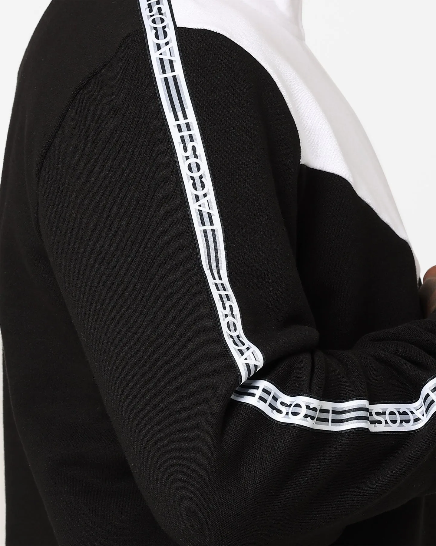 Lacoste Logo Tape Fleece Track Jacket Black/White