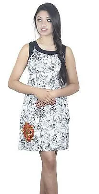 ladies-sleeveless-white-color-dress-with-floral-print-and-flower-embroidery