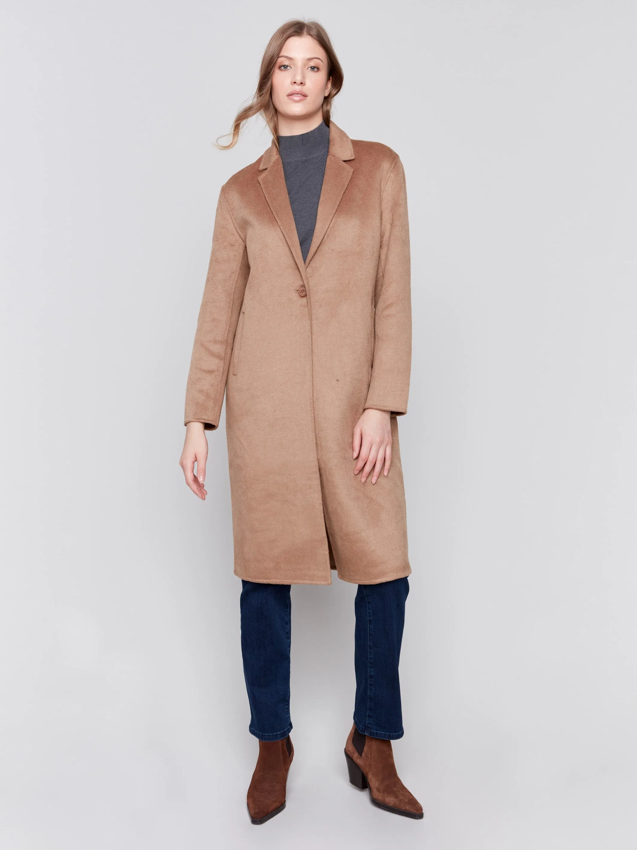 Long Double-Faced Wool Coat - Truffle