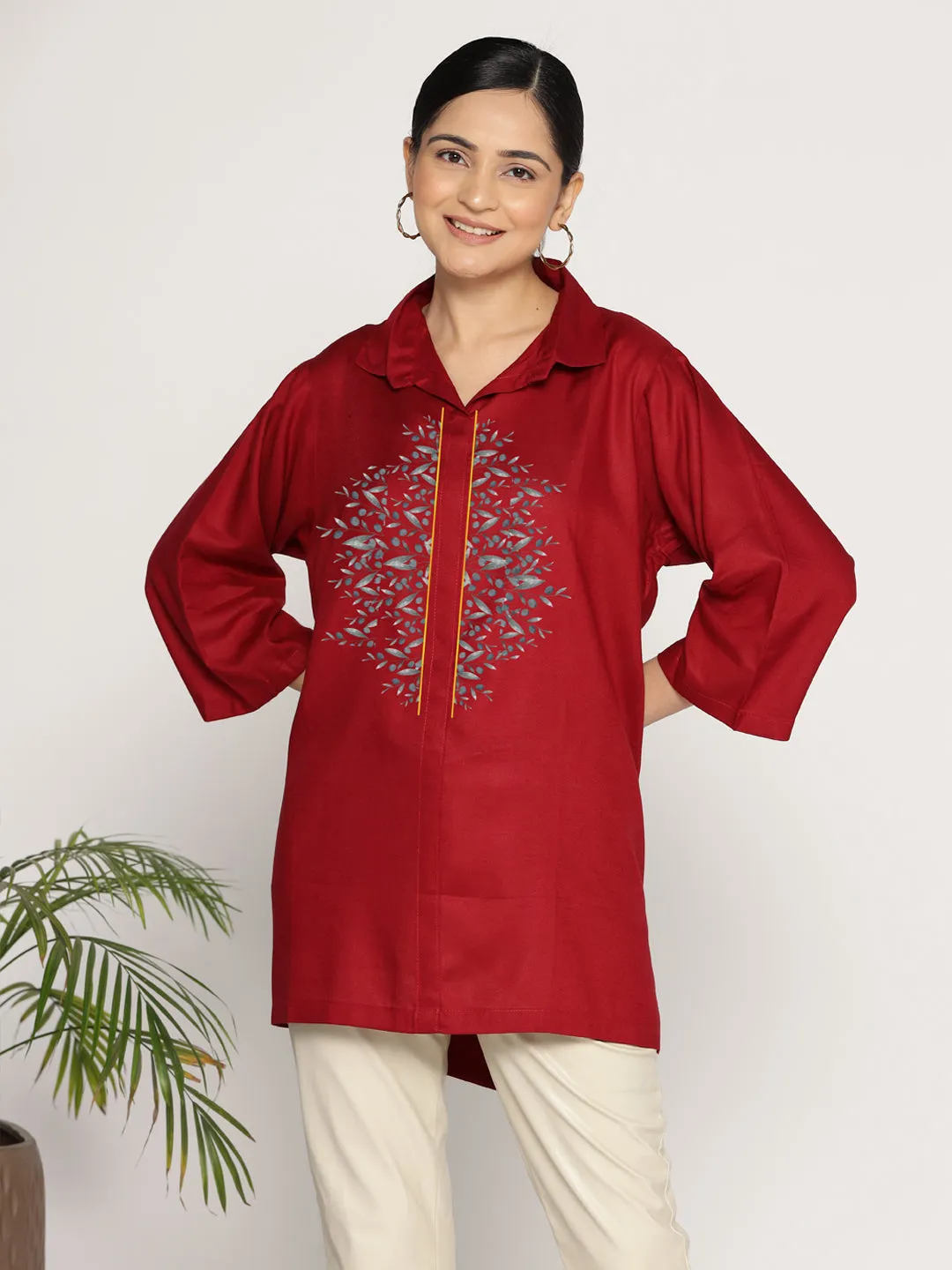 Maroon Rayon ShirtTop - Grenat