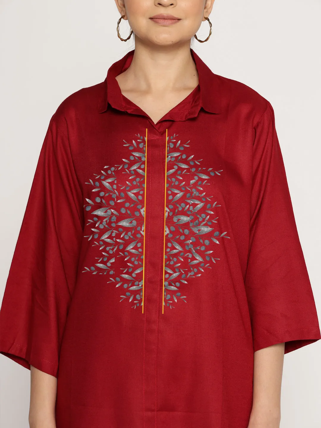 Maroon Rayon ShirtTop - Grenat