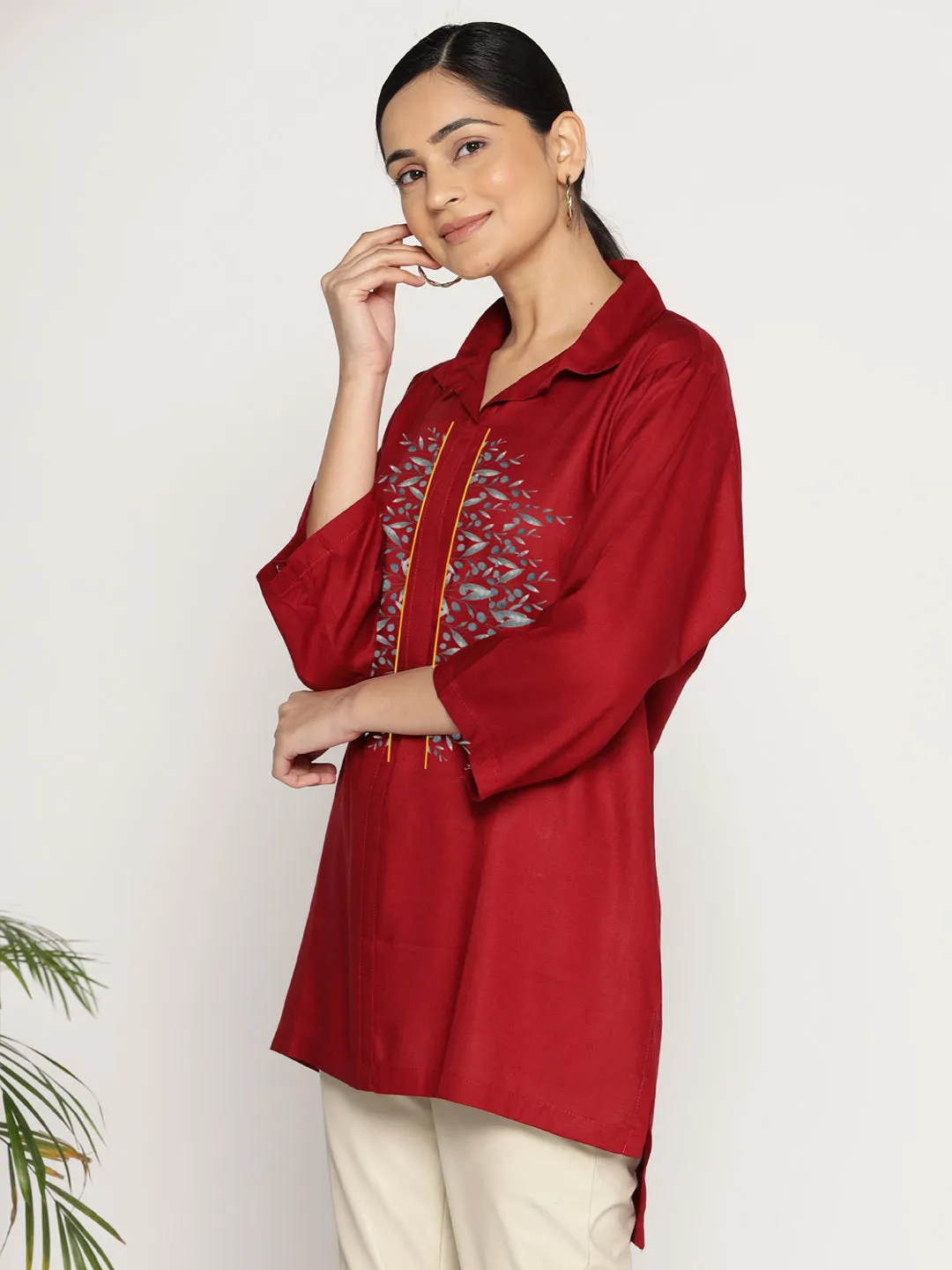 Maroon Rayon ShirtTop - Grenat