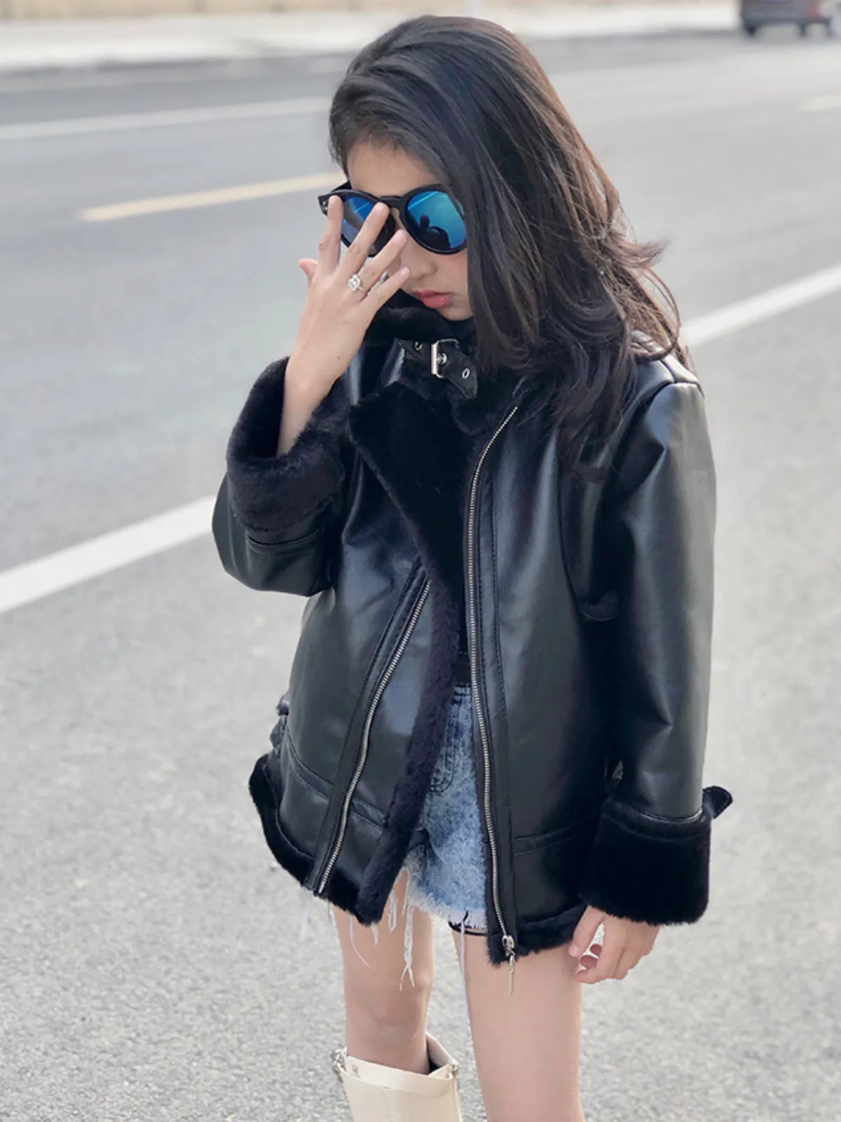 Match My Vibe Fleece Lined Vegan Leather Jacket