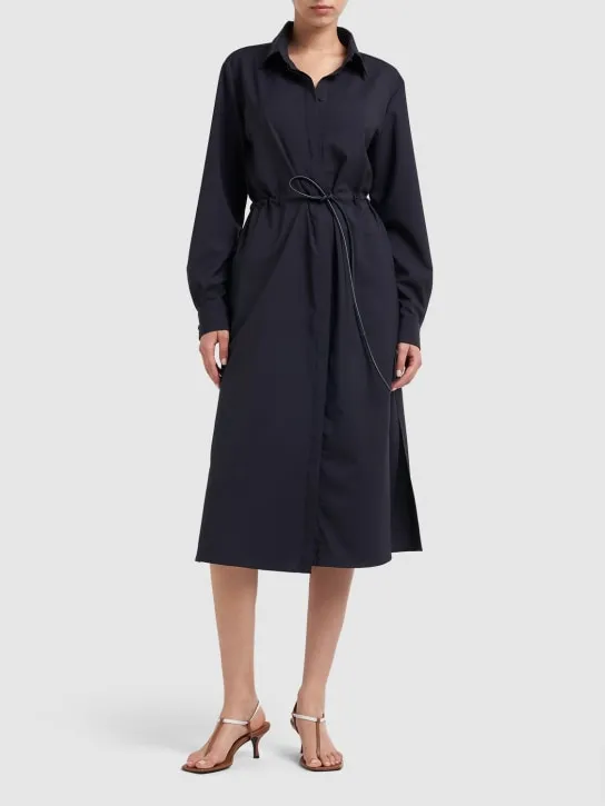 Max Mara   Monia wool long sleeve shirt midi dress 