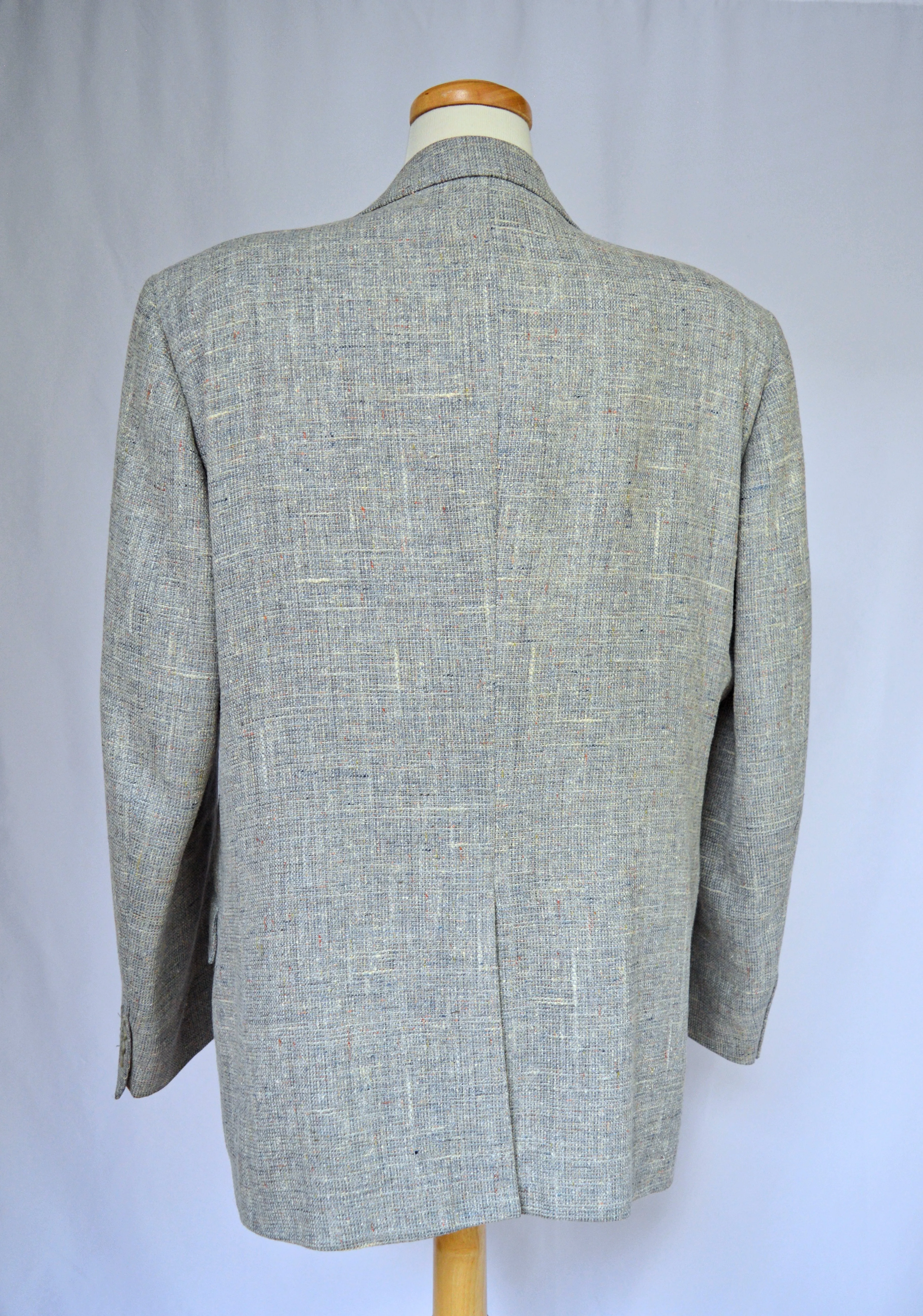 Men's Light Gray Marled Wool Silk and Linen Blazer | Large (44)