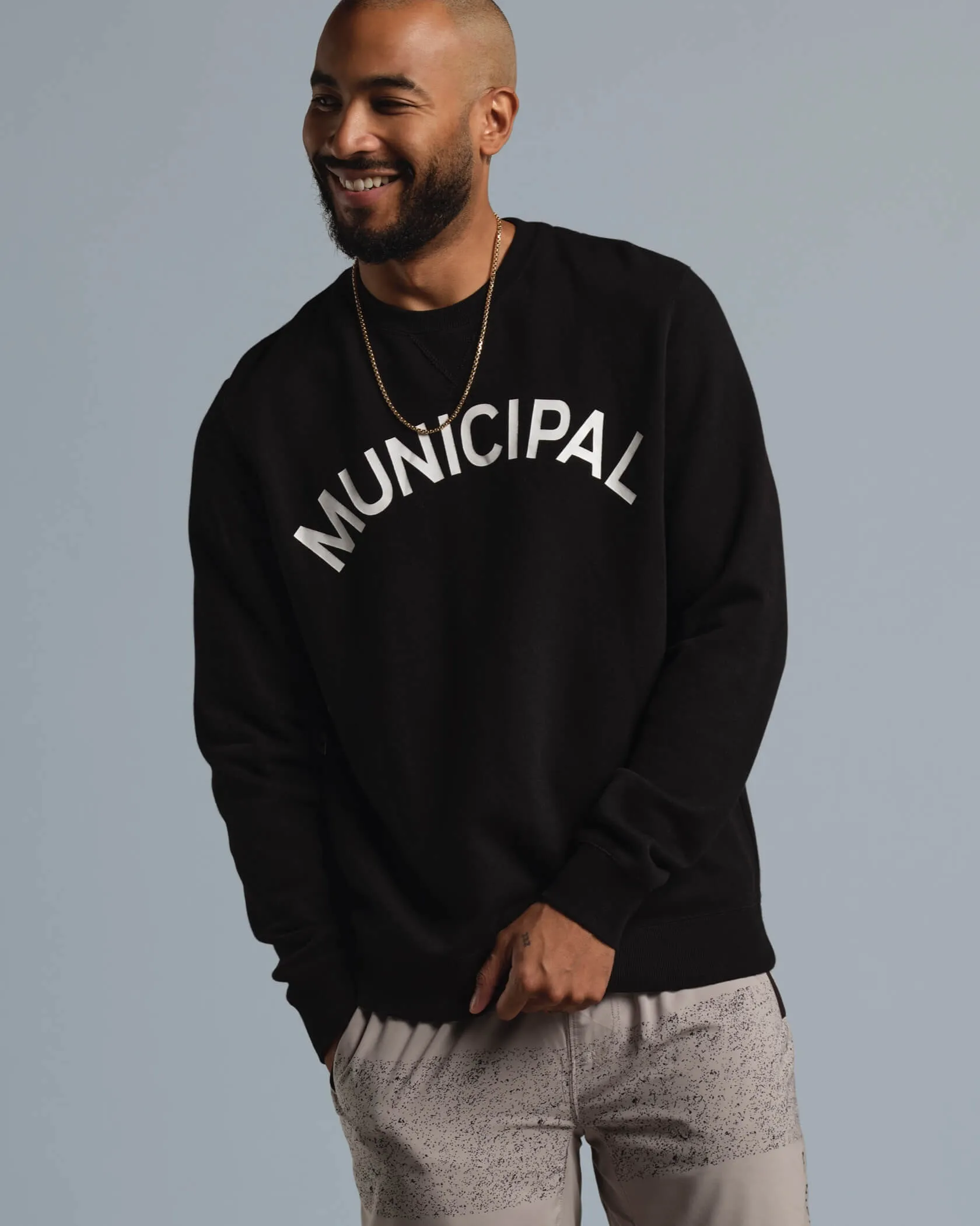 Municipal Origin Fleece Crew - BLACK/WHITE